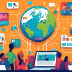 An illustrated guide to free newsgroups, showcasing a vibrant digital discussion forum scene. Depict diverse people engaging in animated discussions over computers and tablets, with colorful speech bubbles and various topics like technology, hobbies, and travel floating around. Include elements like a globe, iconic symbols of different interests, and a user-friendly interface on screens, emphasizing community and connection.
